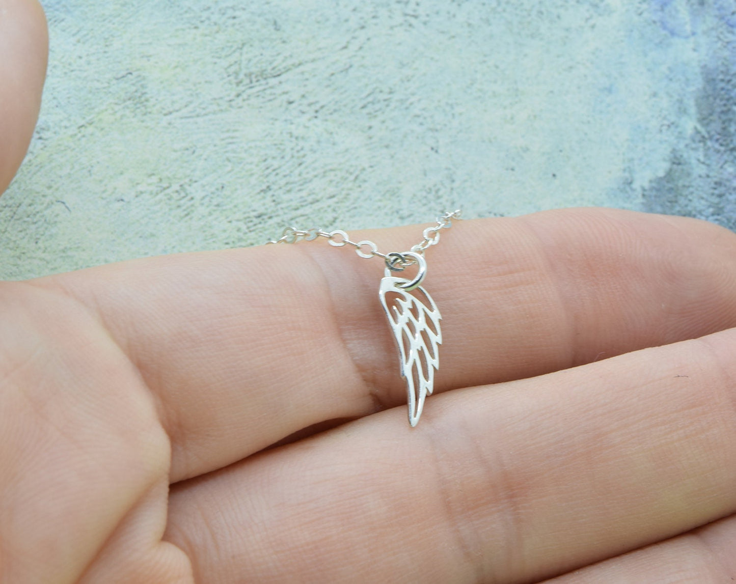 Sterling Silver Memory Wing Charm Necklace with Birthstone and Initial