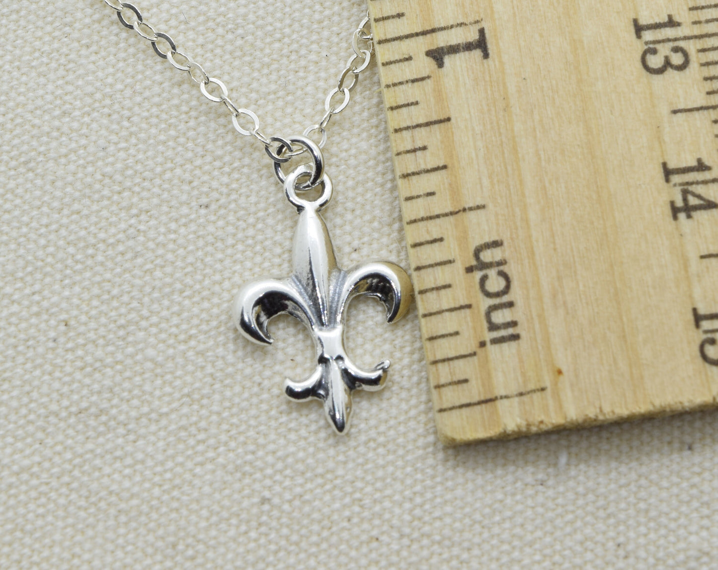 Sterling Silver Fleur-de-Lis Charm Necklace with optional initial and birthstone