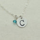 Sterling Silver Large Initial Necklace with or without Birthstone