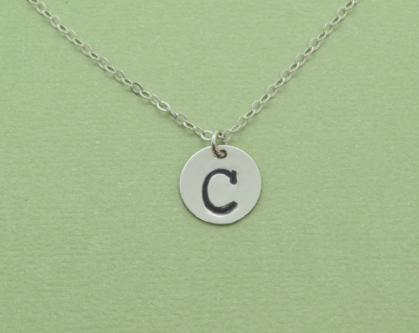 Sterling Silver Large Initial Necklace with or without Birthstone