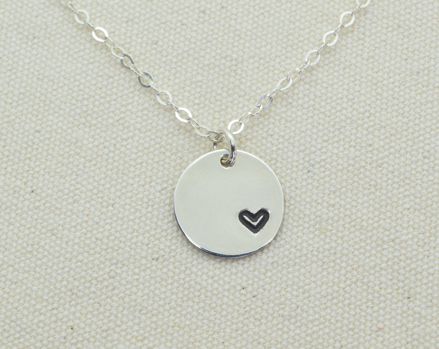 Sterling Silver Tiny Heart in a Circle Charm Necklace, Add a Birthstone