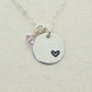 Sterling Silver Tiny Heart in a Circle Charm Necklace, Add a Birthstone - Cloverleaf Jewelry