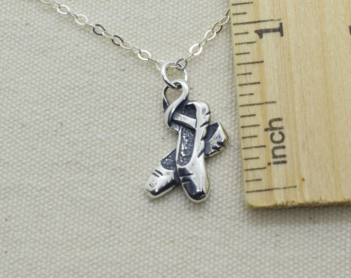 Ballet Slippers Charm Necklace in Sterling Silver