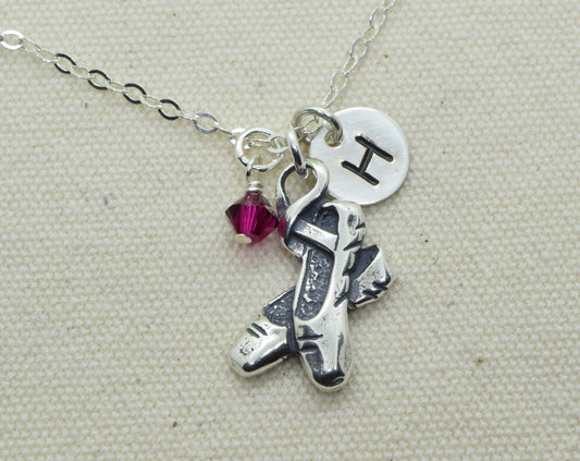 Ballet Slippers Charm Necklace in Sterling Silver