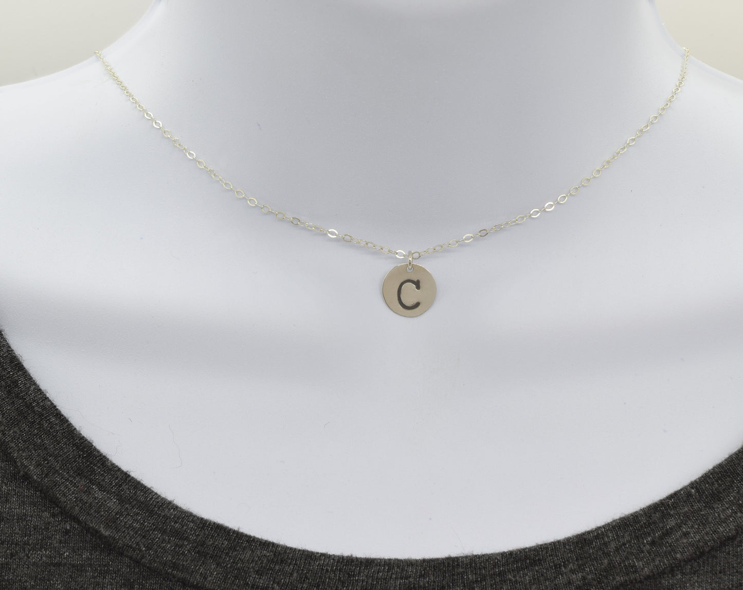 Sterling Silver Large Initial Necklace with or without Birthstone