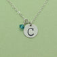 Sterling Silver Large Initial Necklace with or without Birthstone