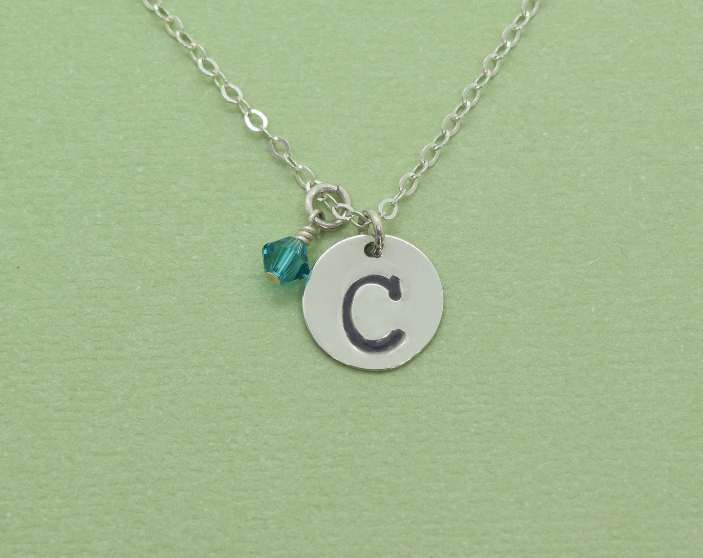 Sterling Silver Large Initial Necklace with or without Birthstone