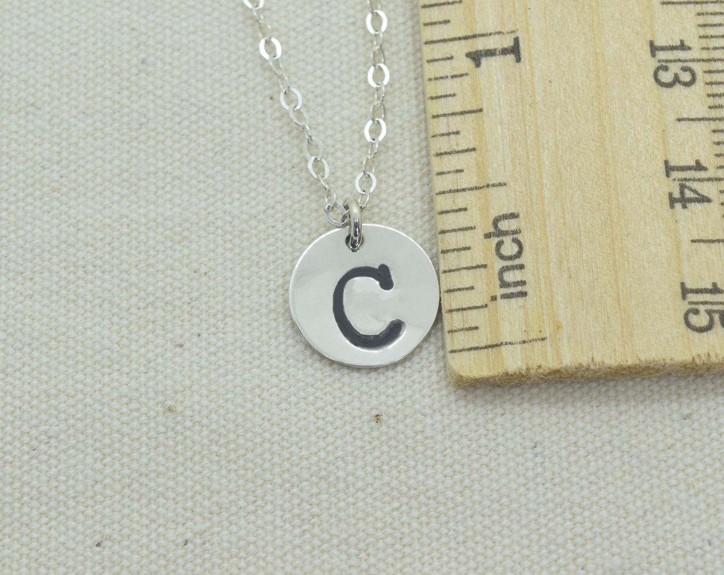 Sterling Silver Large Initial Necklace with or without Birthstone