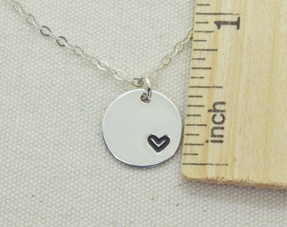 Sterling Silver Tiny Heart in a Circle Charm Necklace, Add a Birthstone - Cloverleaf Jewelry