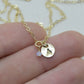 Tiny Gold Initial Necklace with Birthstone Crystal