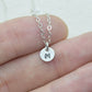 Tiny Silver Initial Necklace with Birthstone Crystal