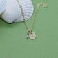 Tiny Gold Initial Necklace with Birthstone Crystal