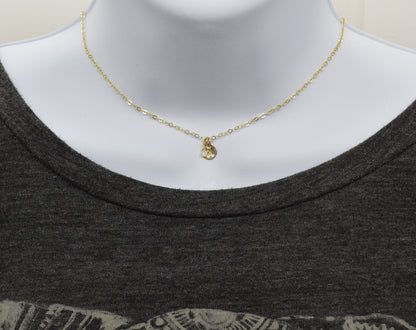 Tiny Gold Initial Necklace with Birthstone Crystal - Cloverleaf Jewelry