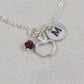 Apple Charm Necklace in Sterling Silver, Add Initial or Birthstone
