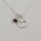 Apple Charm Necklace in Sterling Silver, Add Initial or Birthstone