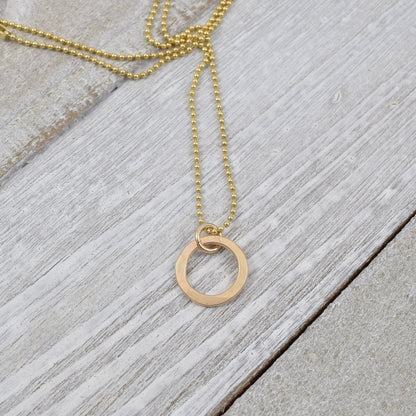 Joy Tiny Gold Hammered Circle Necklace - Cloverleaf Jewelry