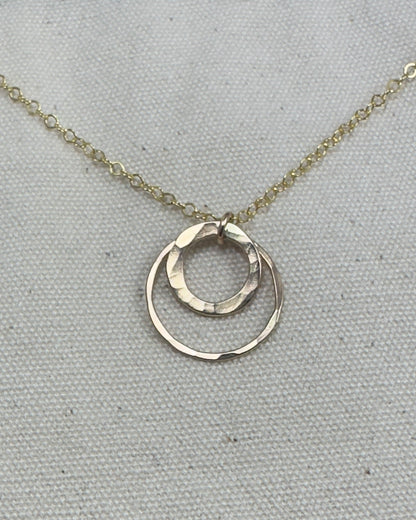 Joy Double Gold Hammered Circle Necklace - Cloverleaf Jewelry