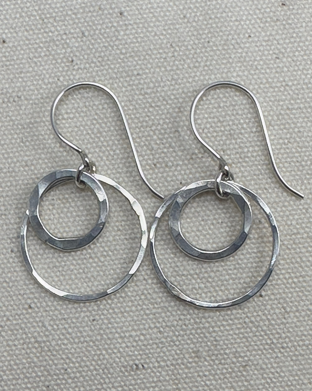 Joy Silver Double Circle Earrings