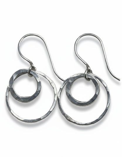 Joy Silver Double Circle Earrings - Cloverleaf Jewelry