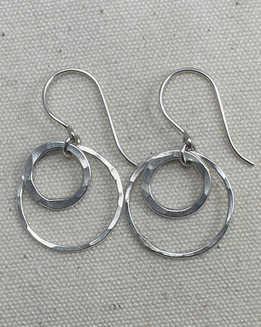 Joy Silver Double Circle Earrings