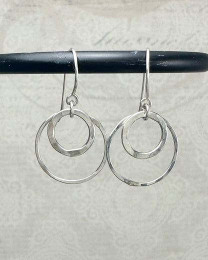 Joy Silver Double Circle Earrings - Cloverleaf Jewelry
