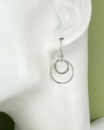 Joy Silver Double Circle Earrings - Cloverleaf Jewelry