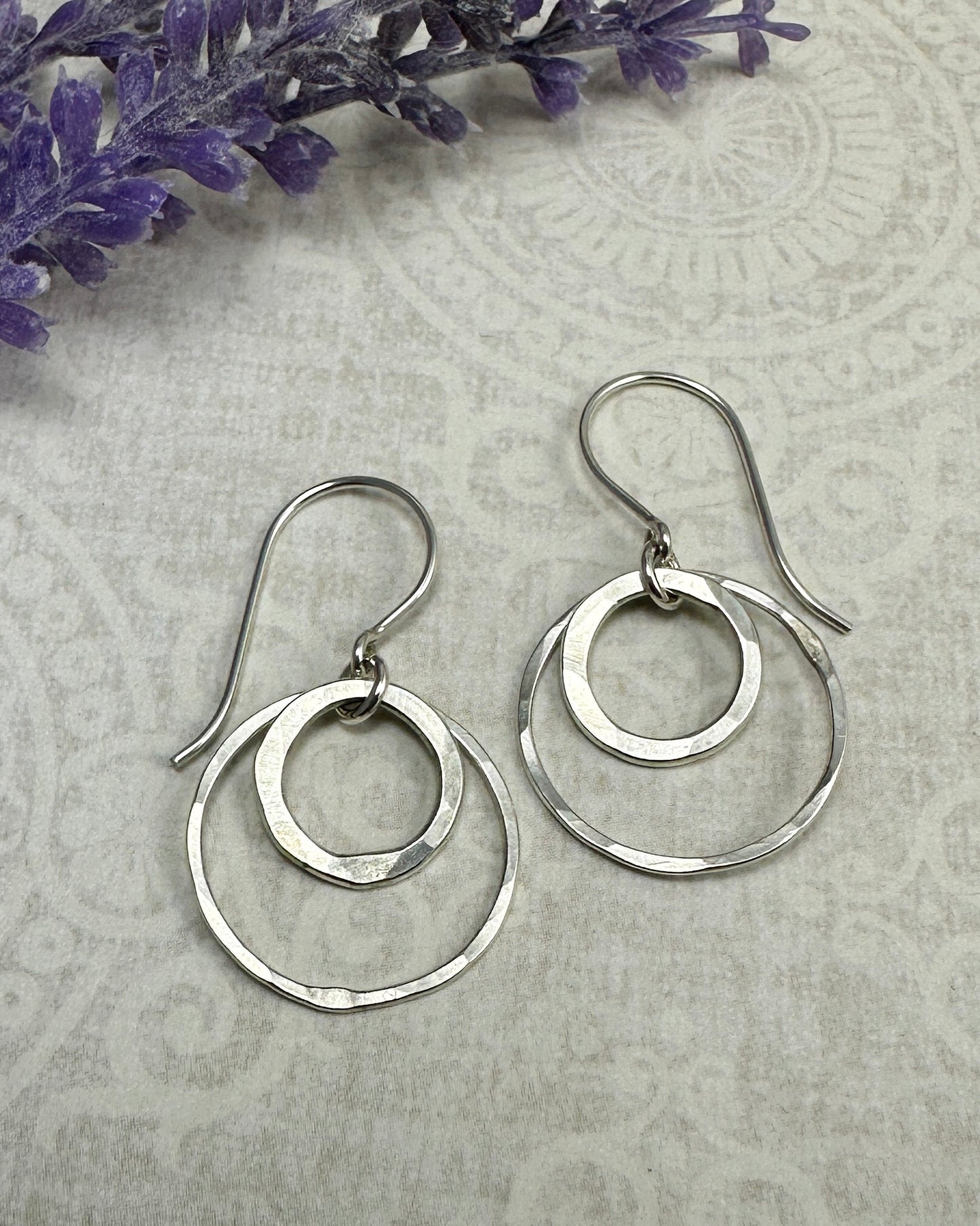 Joy Silver Double Circle Earrings