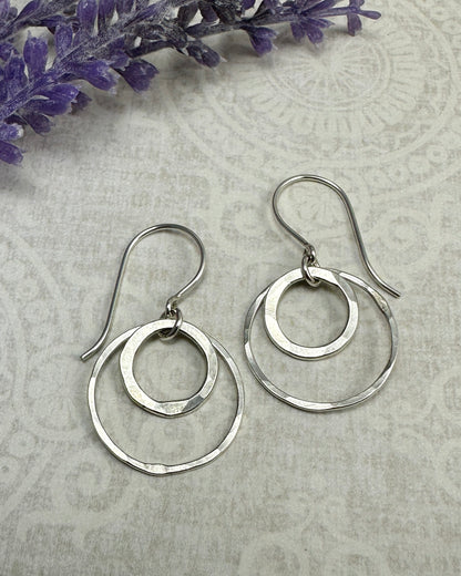 Joy Silver Double Circle Earrings - Cloverleaf Jewelry