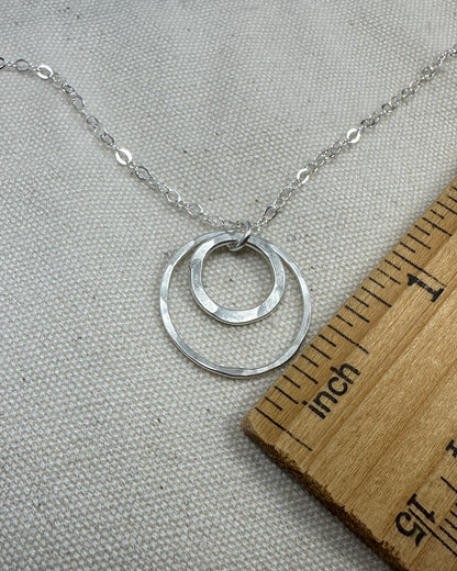 Joy Double Circles Silver Hammered Necklace - Cloverleaf Jewelry