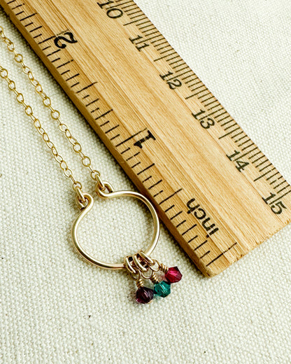 Lyre Birthstone Necklace in Gold - Cloverleaf Jewelry