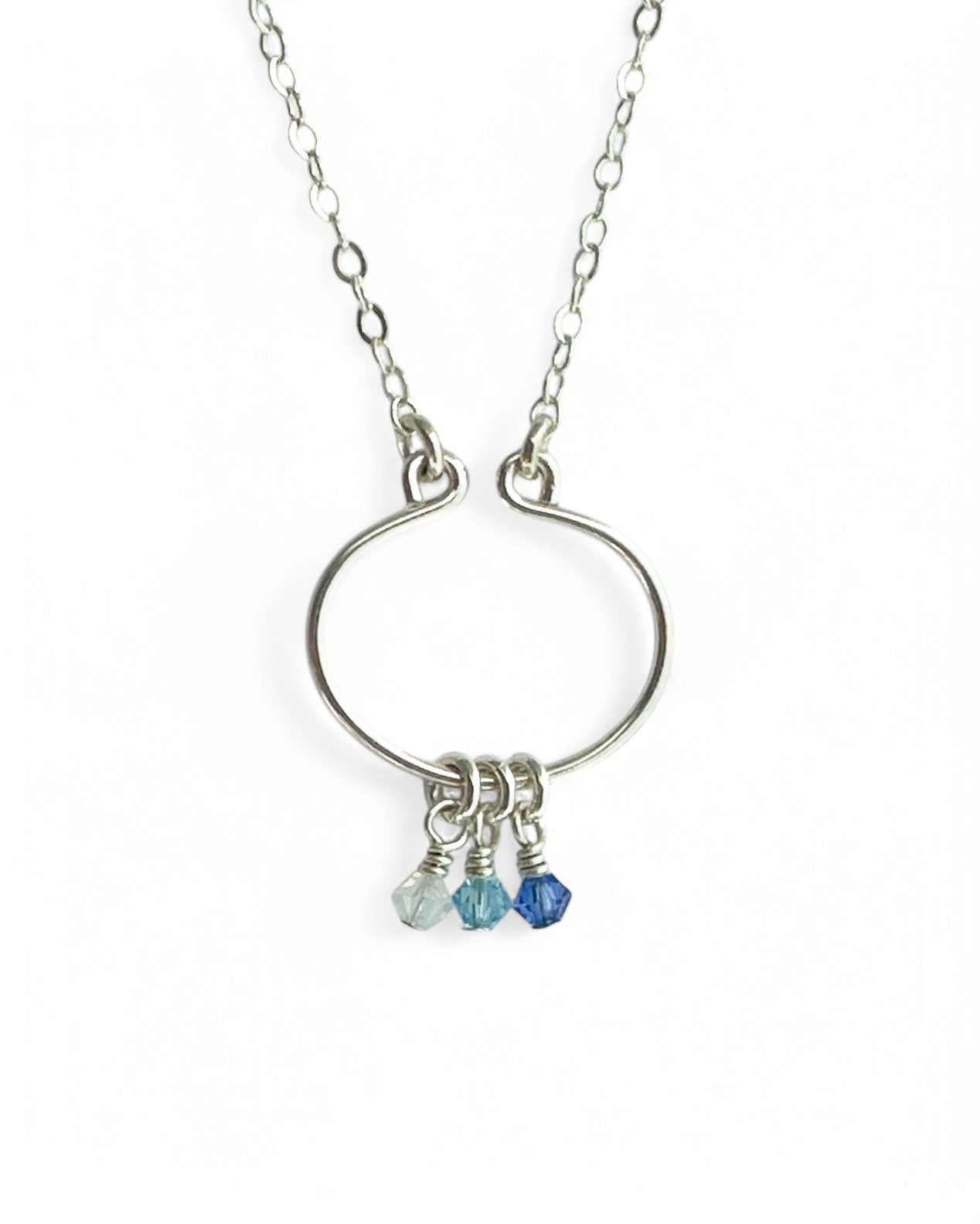 Lyre Birthstone Necklace in Silver