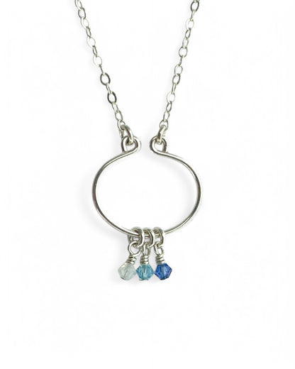 Lyre Birthstone Necklace in Silver - Cloverleaf Jewelry