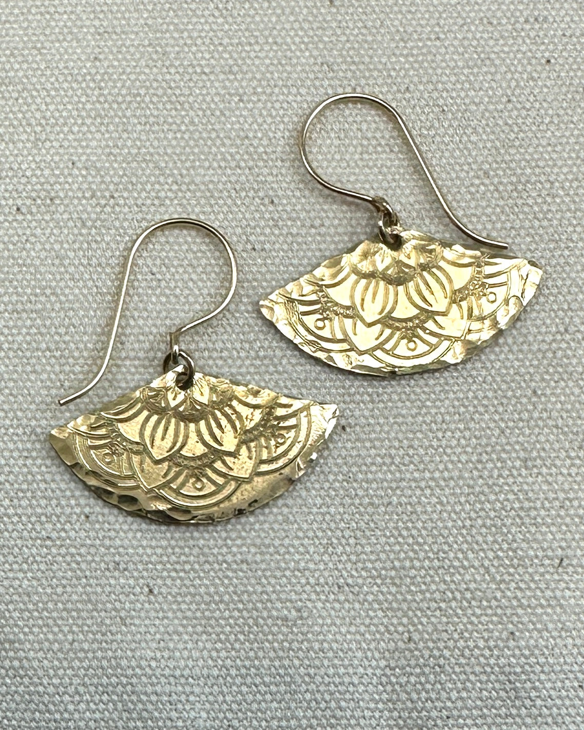 Fanfare Gold Earrings with Mandala Pattern - Cloverleaf Jewelry