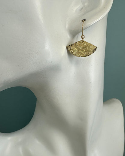 Fanfare Gold Earrings with Mandala Pattern - Cloverleaf Jewelry
