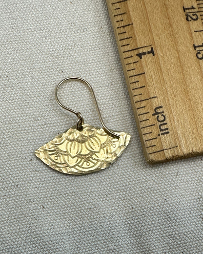 Fanfare Gold Earrings with Mandala Pattern - Cloverleaf Jewelry