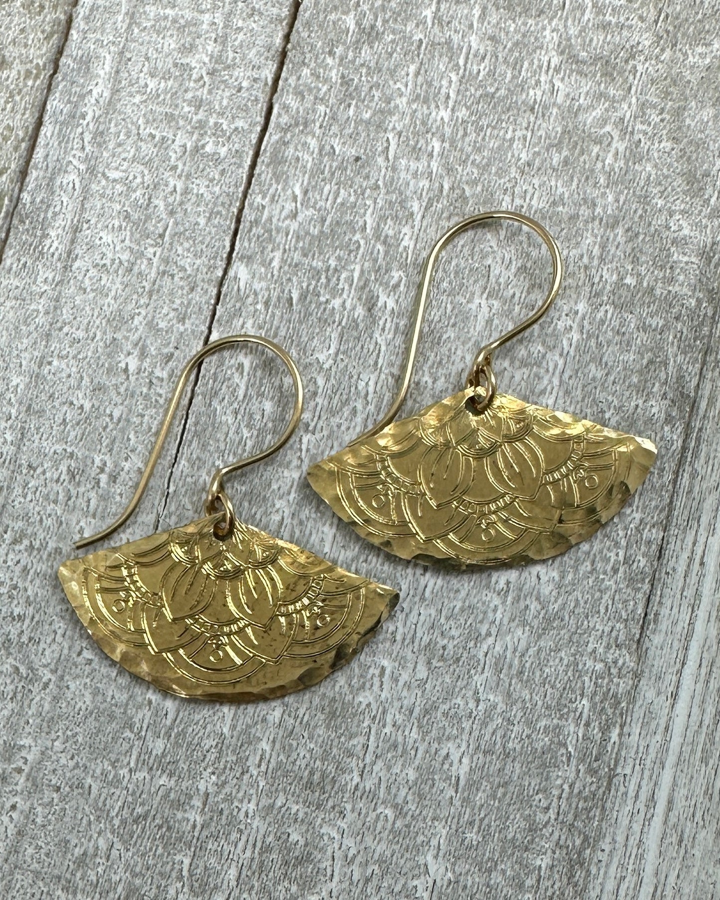 Fanfare Gold Earrings with Mandala Pattern - Cloverleaf Jewelry