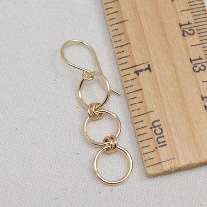 Nexus Triple Circle Gold Earrings - Cloverleaf Jewelry