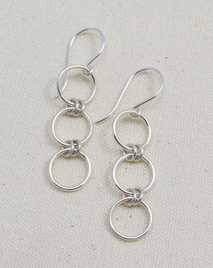 Nexus Triple Circle Silver Earrings - Cloverleaf Jewelry