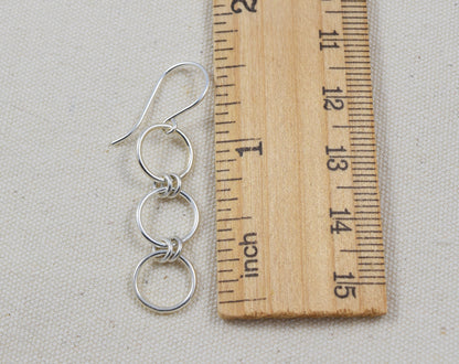 Nexus Triple Circle Silver Earrings - Cloverleaf Jewelry