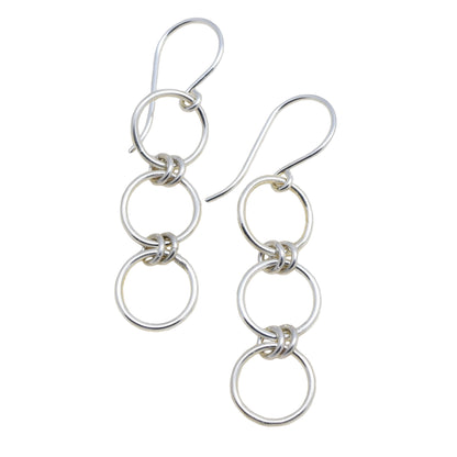 Nexus Triple Circle Silver Earrings - Cloverleaf Jewelry