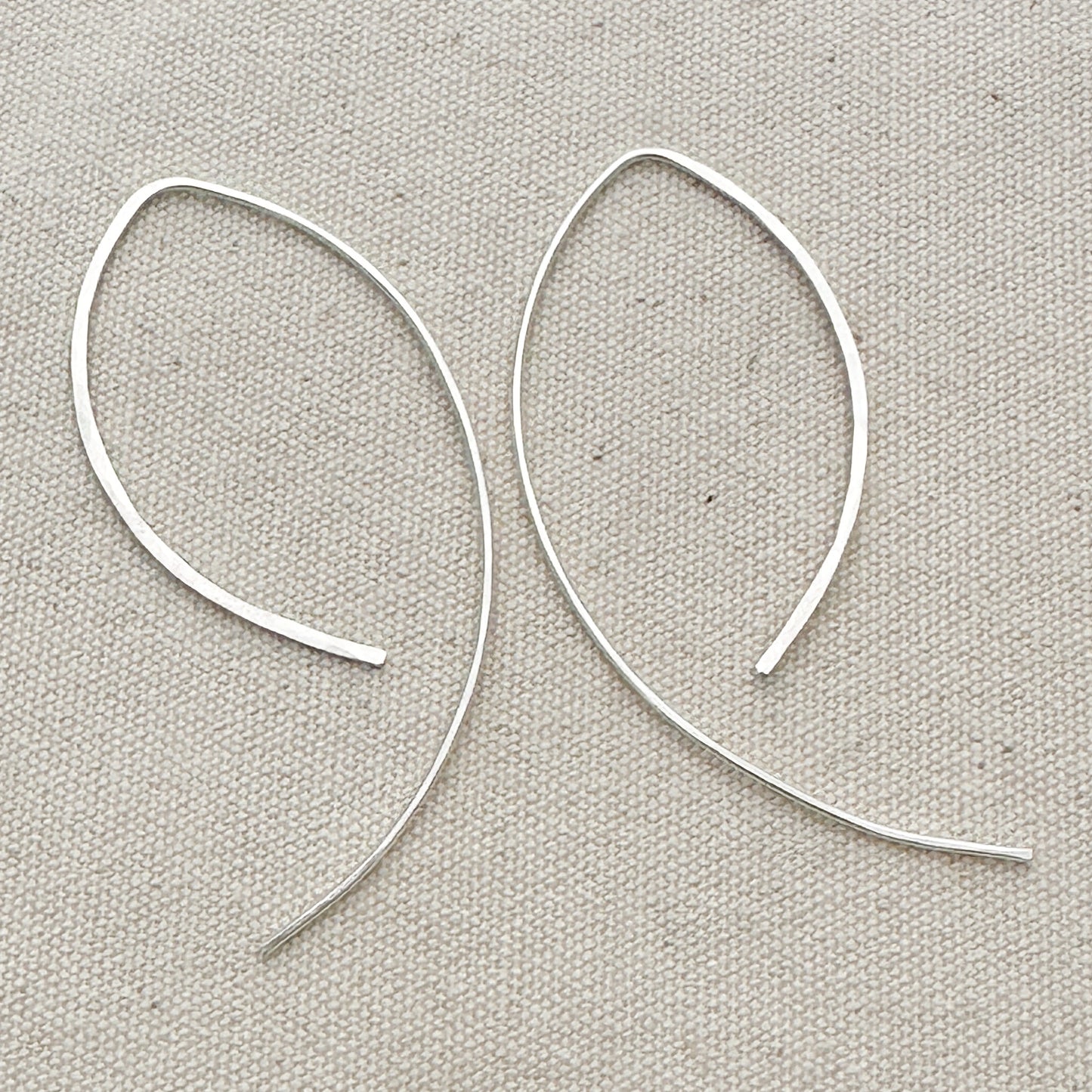 Petals Silver Open Hoop Asymmetrical Earrings