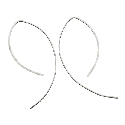 Petals Silver Open Hoop Asymmetrical Earrings - Cloverleaf Jewelry