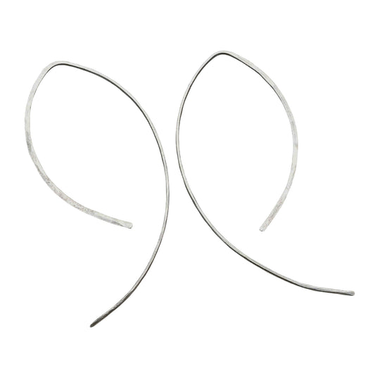 Petals Silver Open Hoop Asymmetrical Earrings