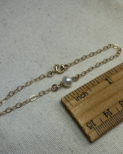 Solitaire Pearl Gold Bracelet or Anklet - Cloverleaf Jewelry
