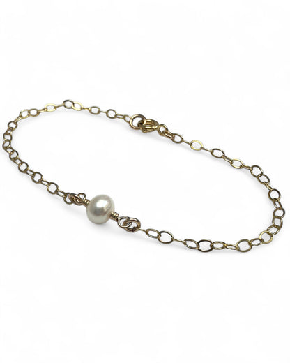Solitaire Pearl Gold Bracelet or Anklet - Cloverleaf Jewelry