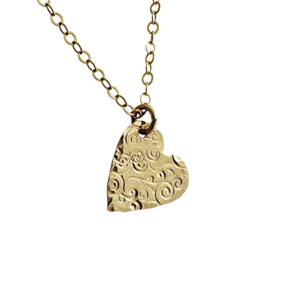 Swirly Heart Gold Necklace - Cloverleaf Jewelry