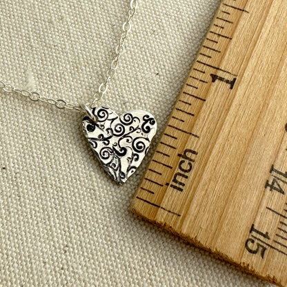 Swirly Heart Silver Necklace - Cloverleaf Jewelry