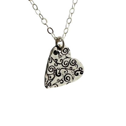 Swirly Heart Silver Necklace - Cloverleaf Jewelry