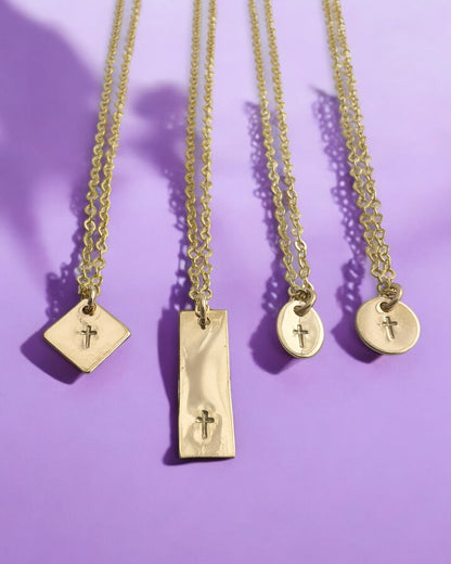 Tiny Cross Gold Charm Necklace - Cloverleaf Jewelry