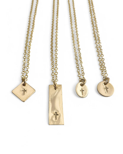 Tiny Cross Gold Charm Necklace - Cloverleaf Jewelry